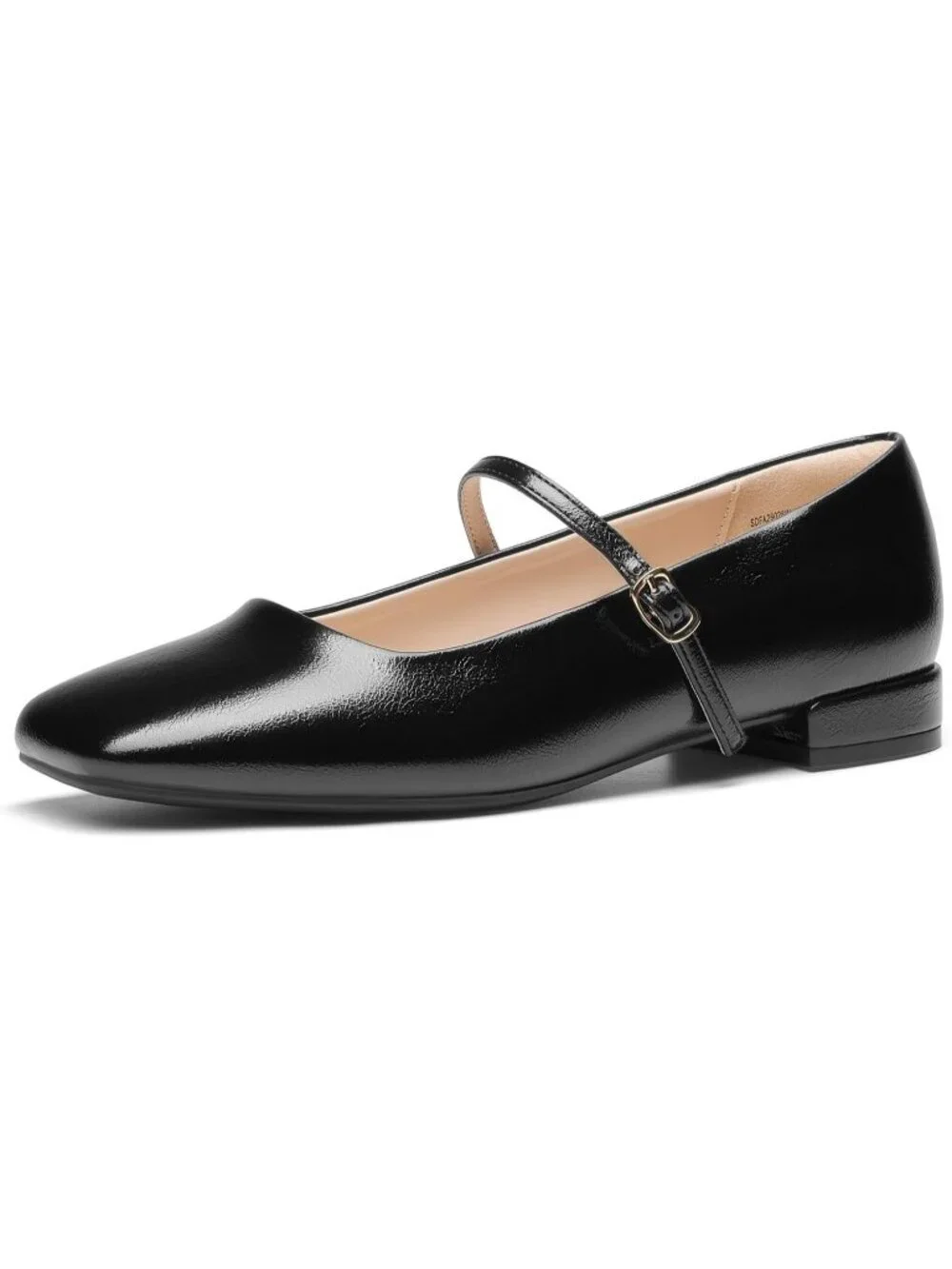 DREAM PAIRS Women's Black Faux Leather Square Toe Buckle Flats Low Heel Shoes